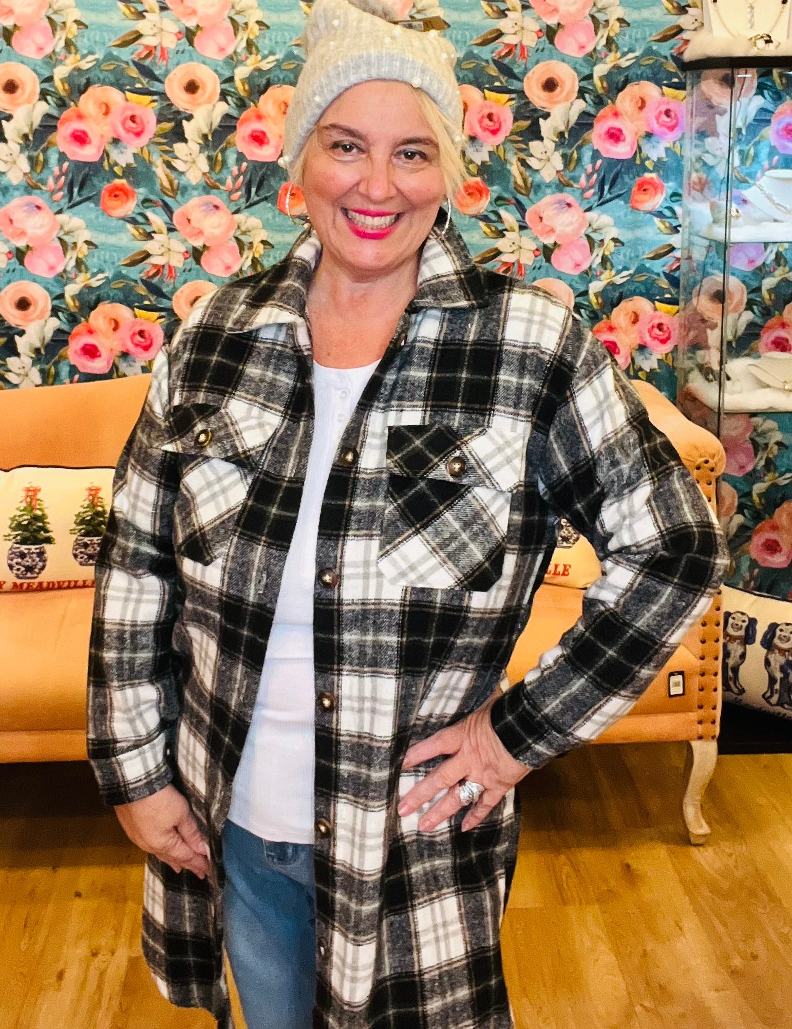 Toasty Long Plaid Jacket