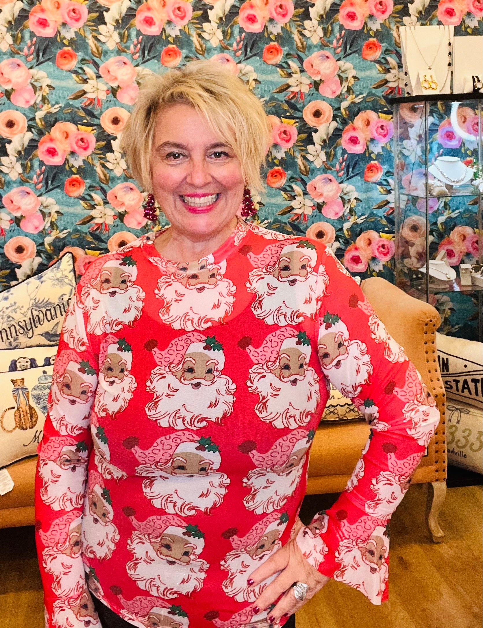 Winking Santa Mesh Top