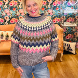 Tribal - Grey Mix Intarsia Sweater