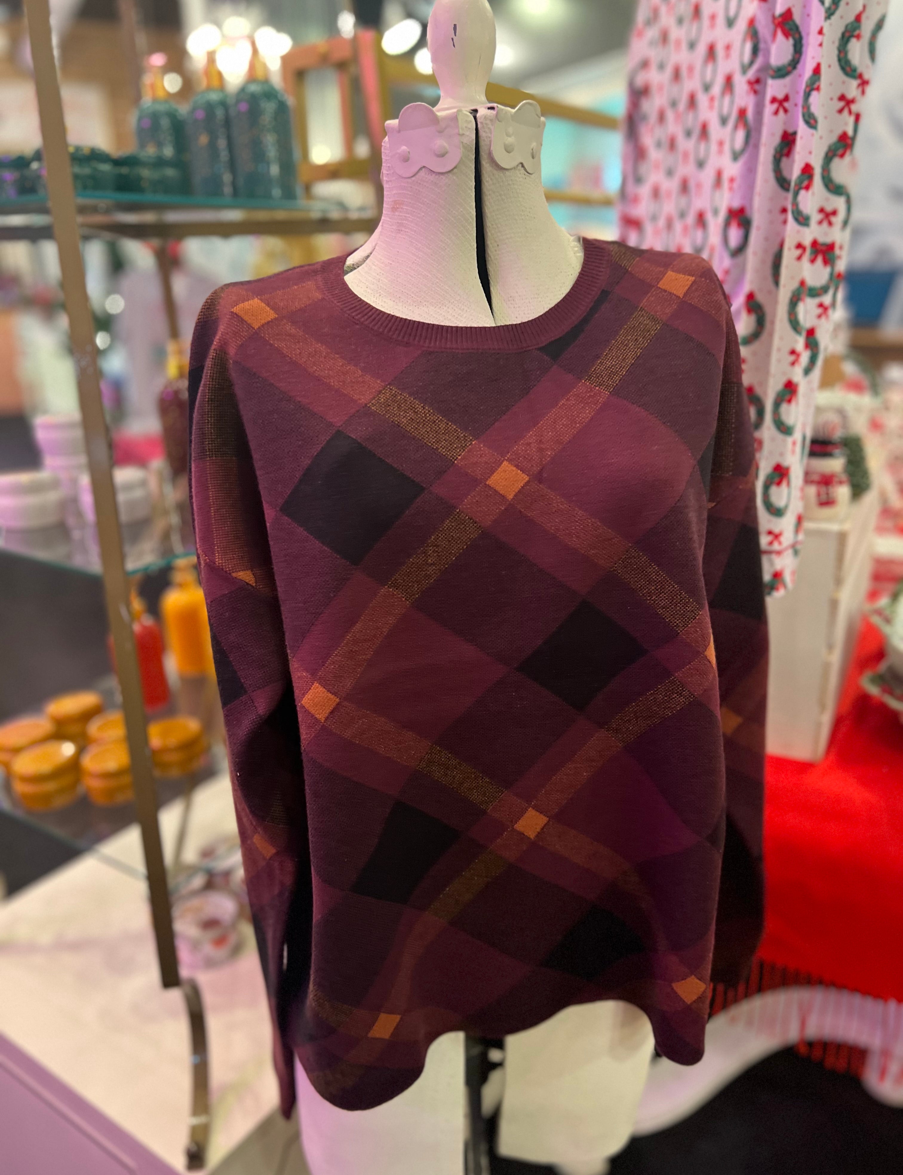 Plum Plaid Sweater