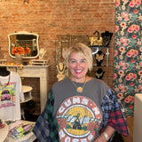 Flannel Patchwork Band Tee