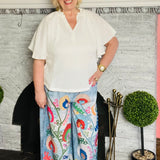 Boho Chic Faux Denim/Embroideree Dress Pant