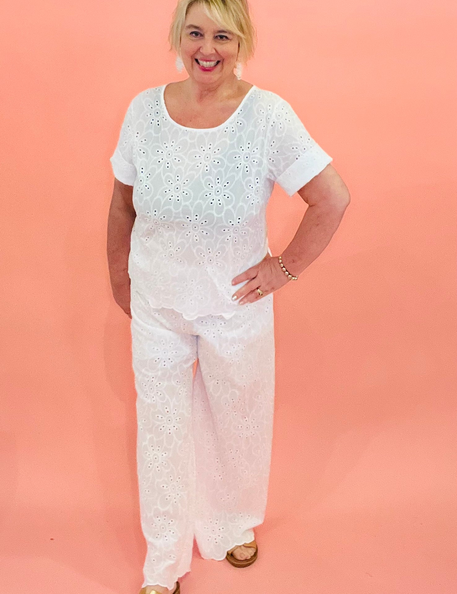 Eyelet Love Wide Leg Pants