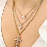 Tova Cross Necklace in Clear
