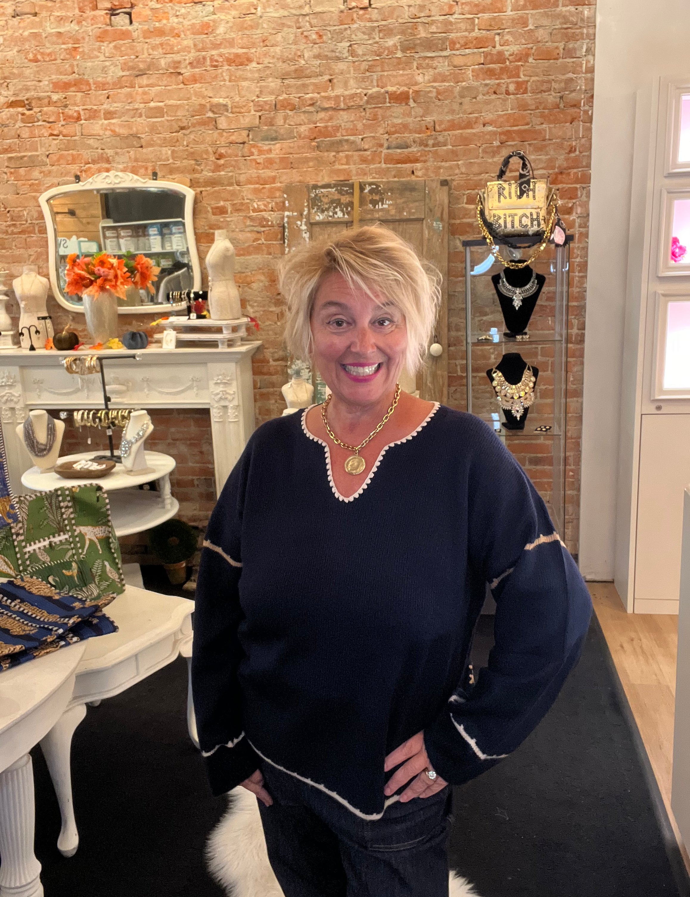Charlie B - Marine Embroidered Sweater