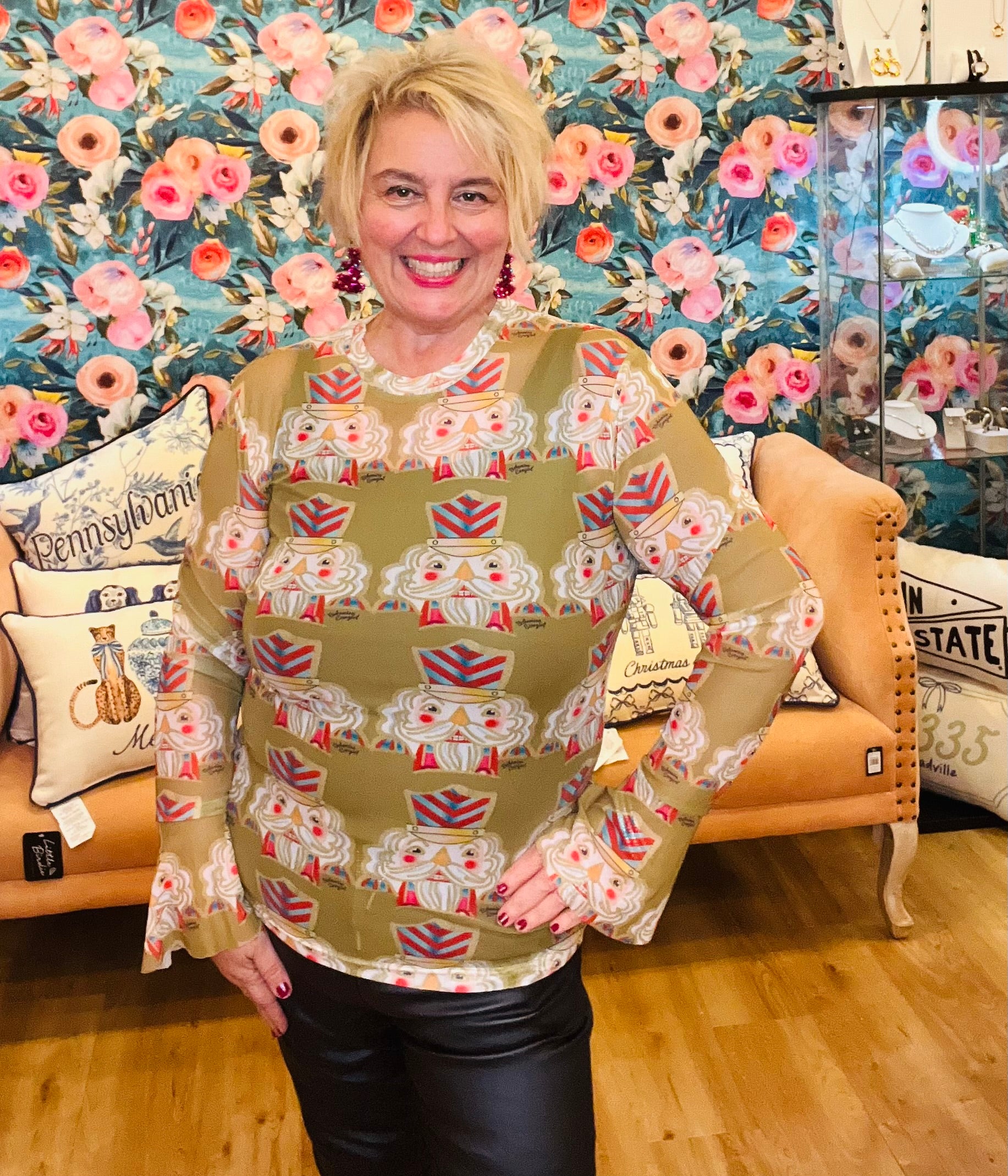 Gold Nutcracker Mesh Top