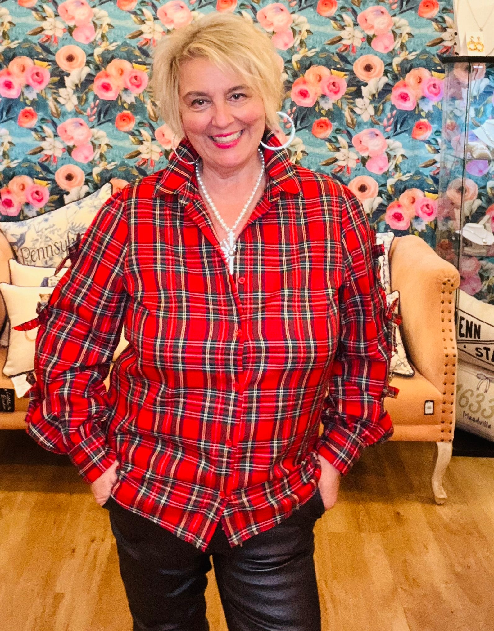 Bow Beauty Tartan Blouse