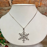 Silver Glittering Snowflake Necklace