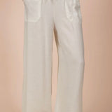 White Blue Wide Leg Woven Pant