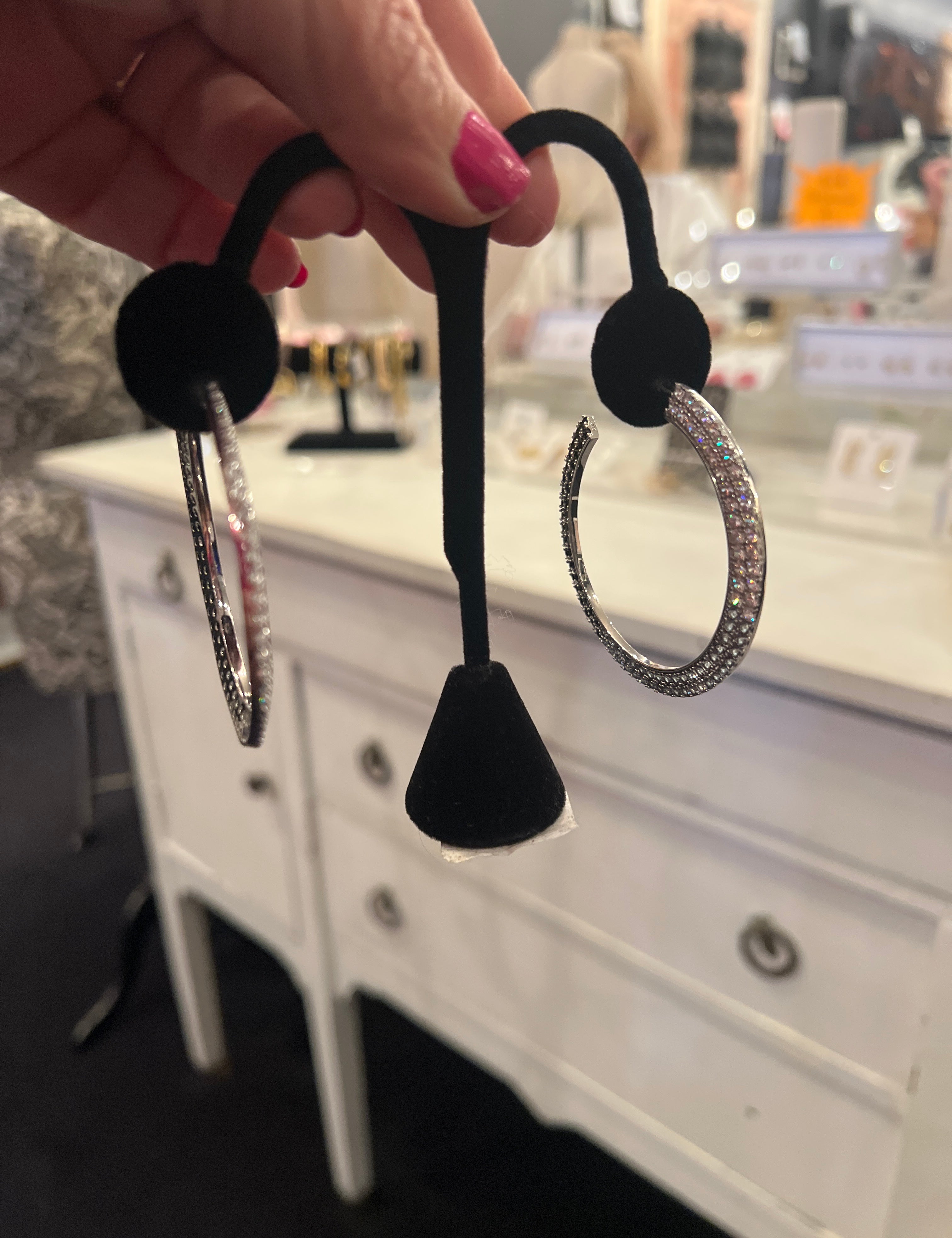 *Two Tone Crystal Hoop Earring