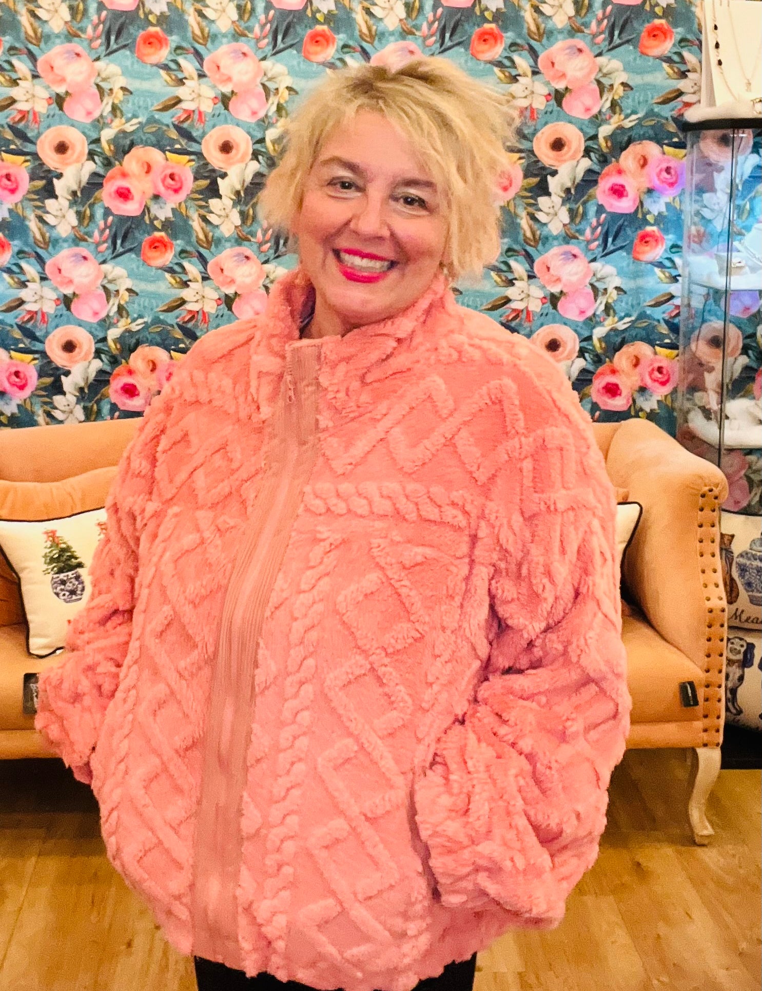 Fuzzy Fleece Zip Up Jacket