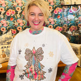 Leopard Bow Christmas Tree Tee