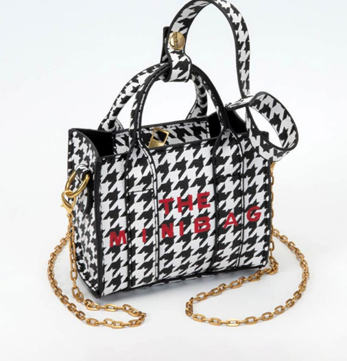 THE  BLACK/WHITE MINI BAG Message Pointed Faux Leather Bag Charm Mini Crossbody Bag