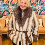 Faux Fur coat with rhinestone details