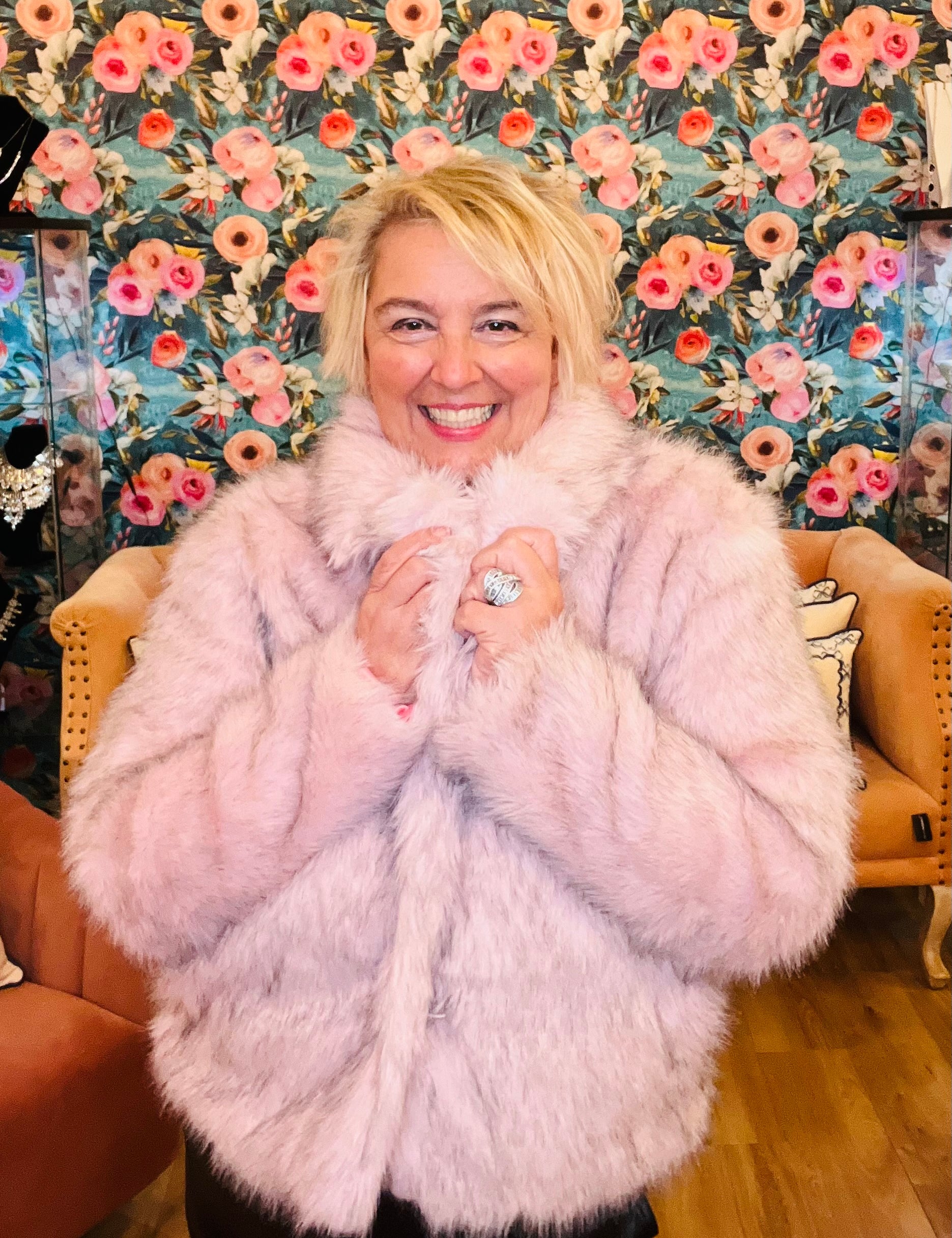 Pink Faux Fur Coat