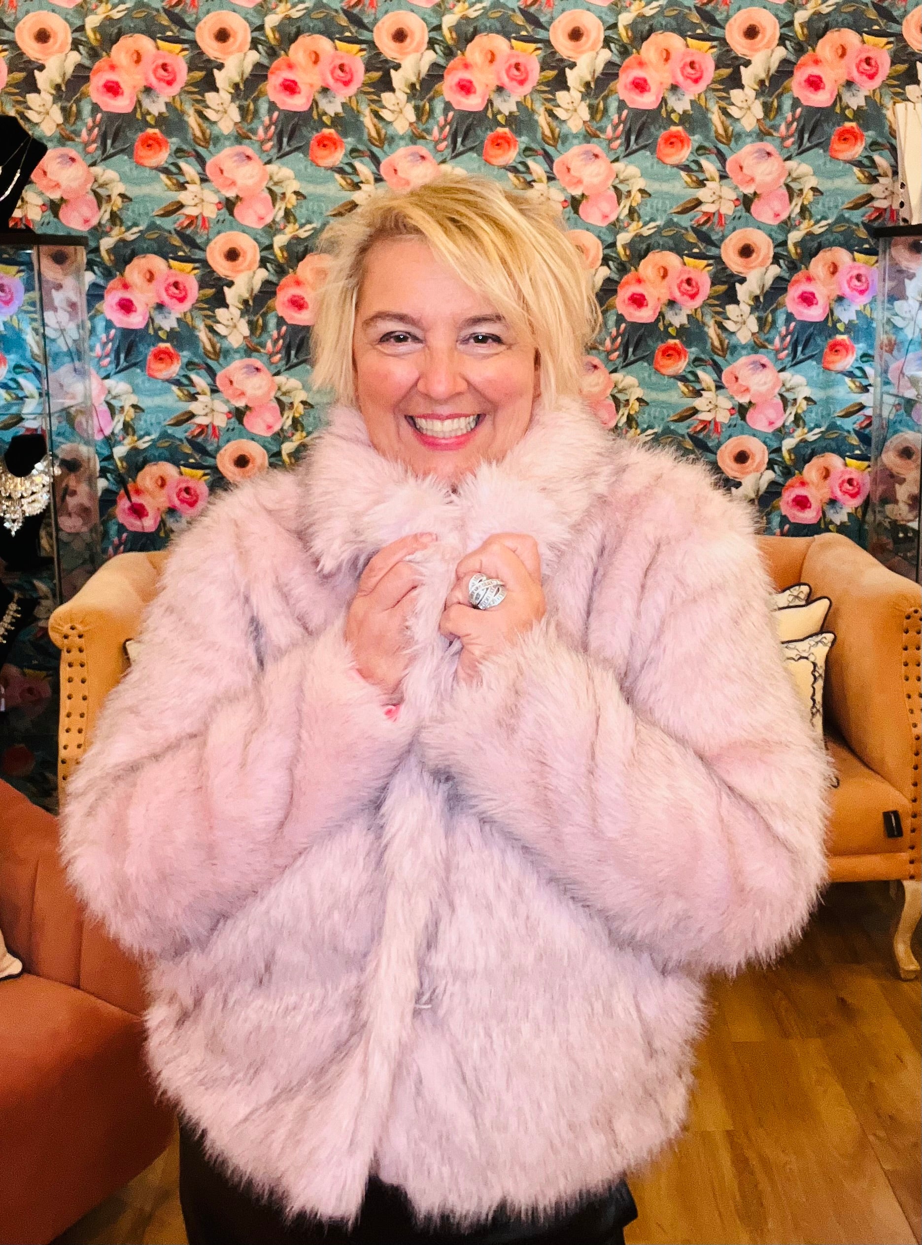 Pink Faux Fur Coat