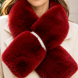 Burgandy Faux Fur Bling Pull Through Scarf