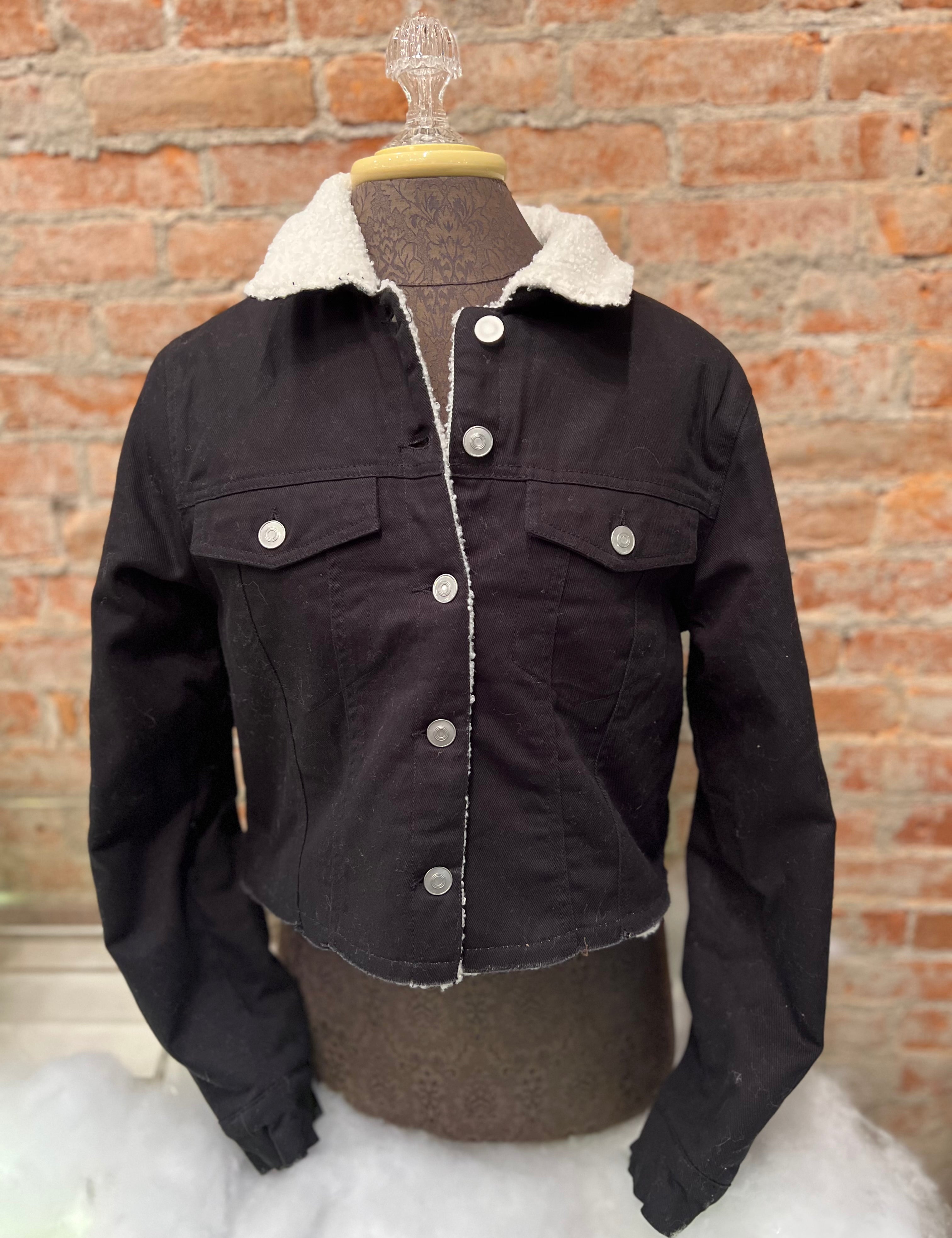 Cropped Sherpa Lined Jacket