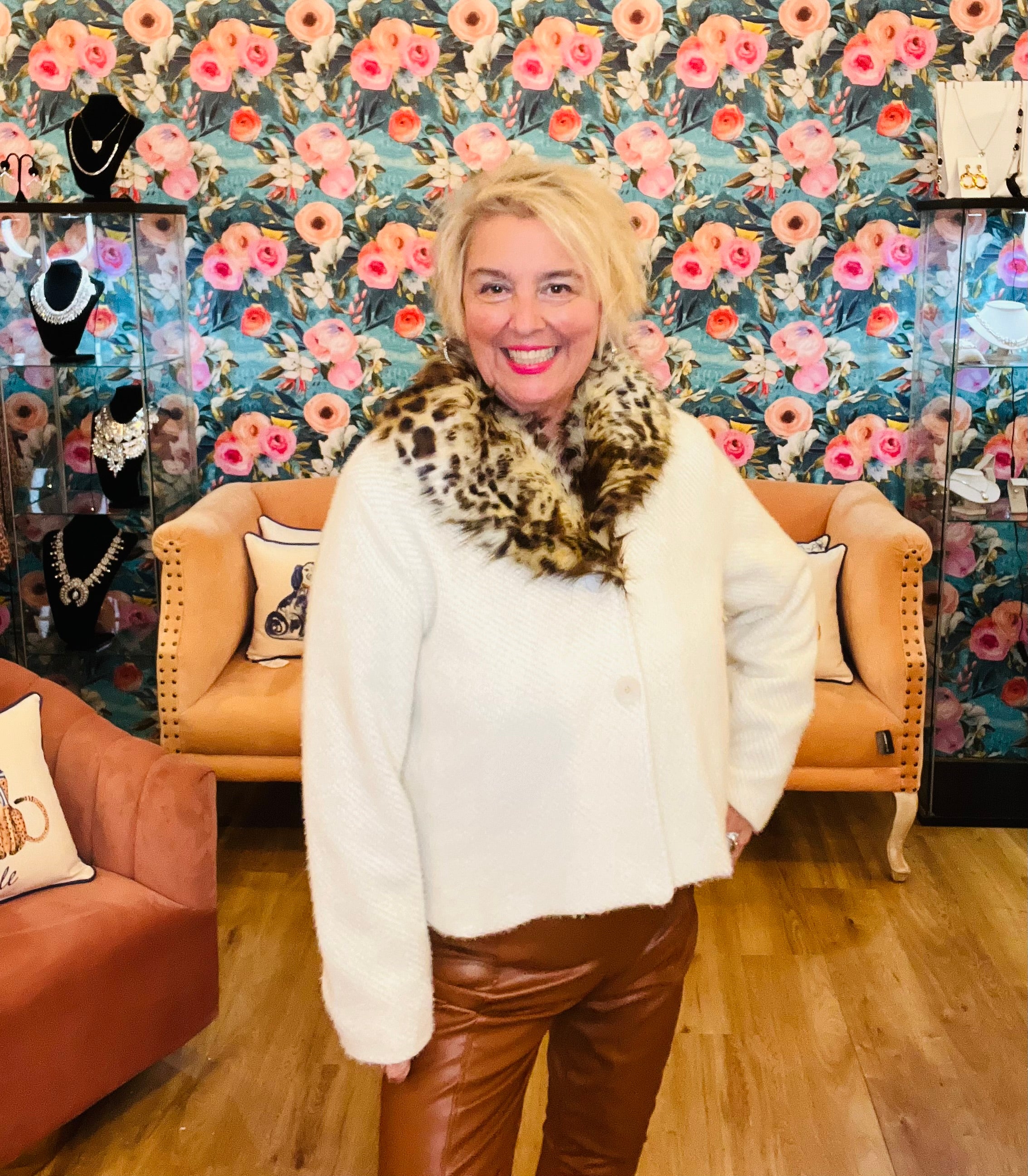 Wildly Lovin Faux Fur Leopard Collar Jacket