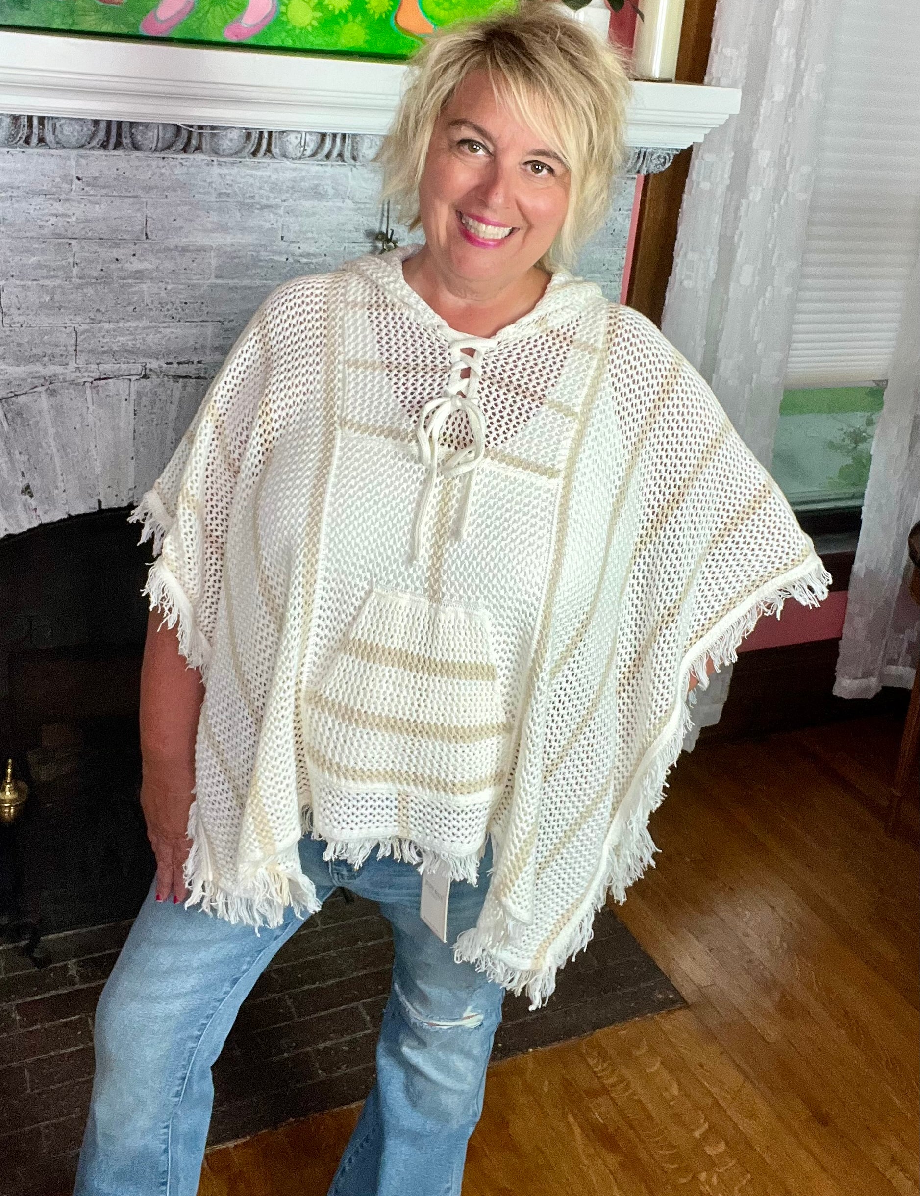 Lace Up Hoodie Poncho