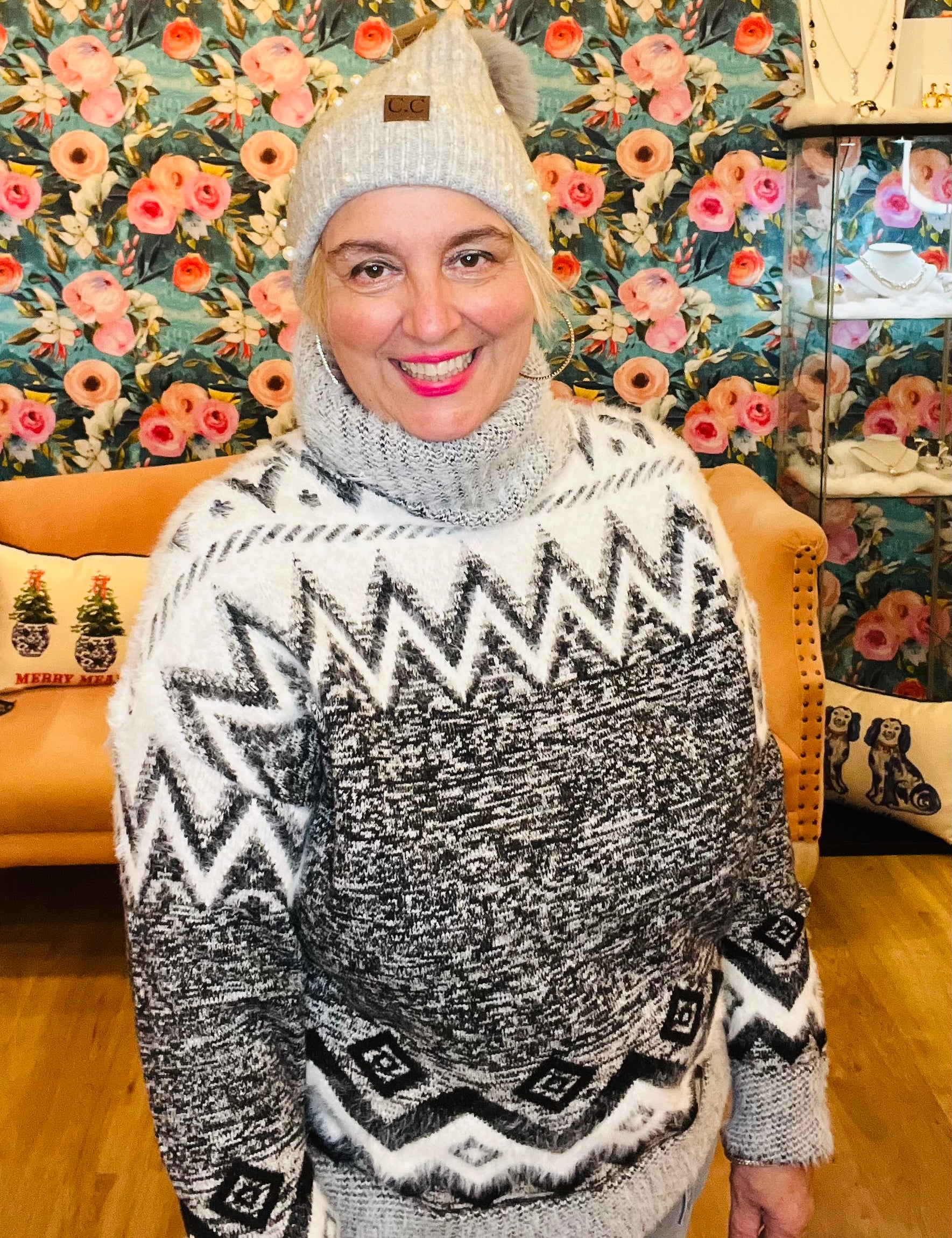 Tribal - Turtleneck Intarsia Sweater