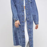 The Iconic 70s Style Long Trench Denim Jean Jacket