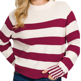 Cabernet Striped Boxy Sweater