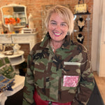 Camo jacket with rose pattern back