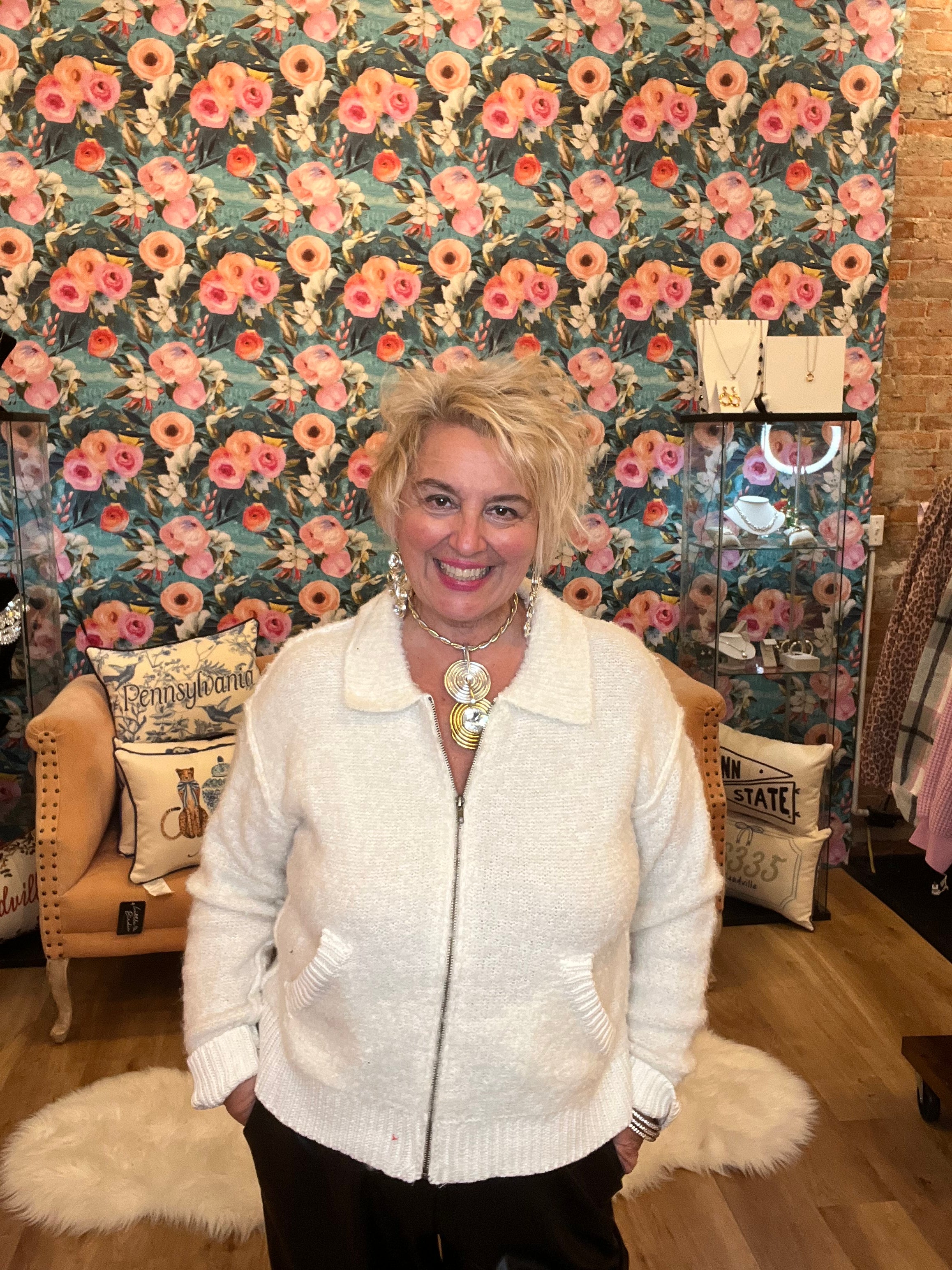 Cozy winter textured zip up jacket