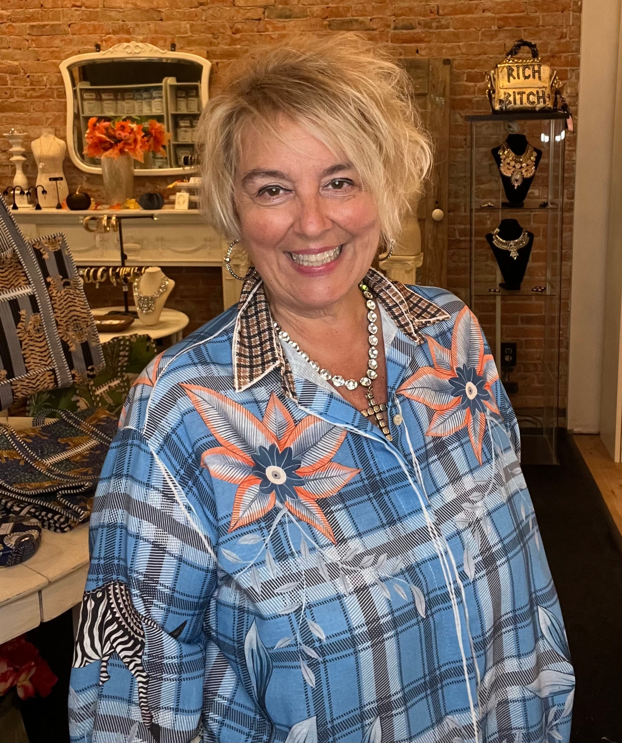 Mixed Media Safari Italian Button Down