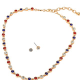USA Round Stone Bezel Link Chain Necklace