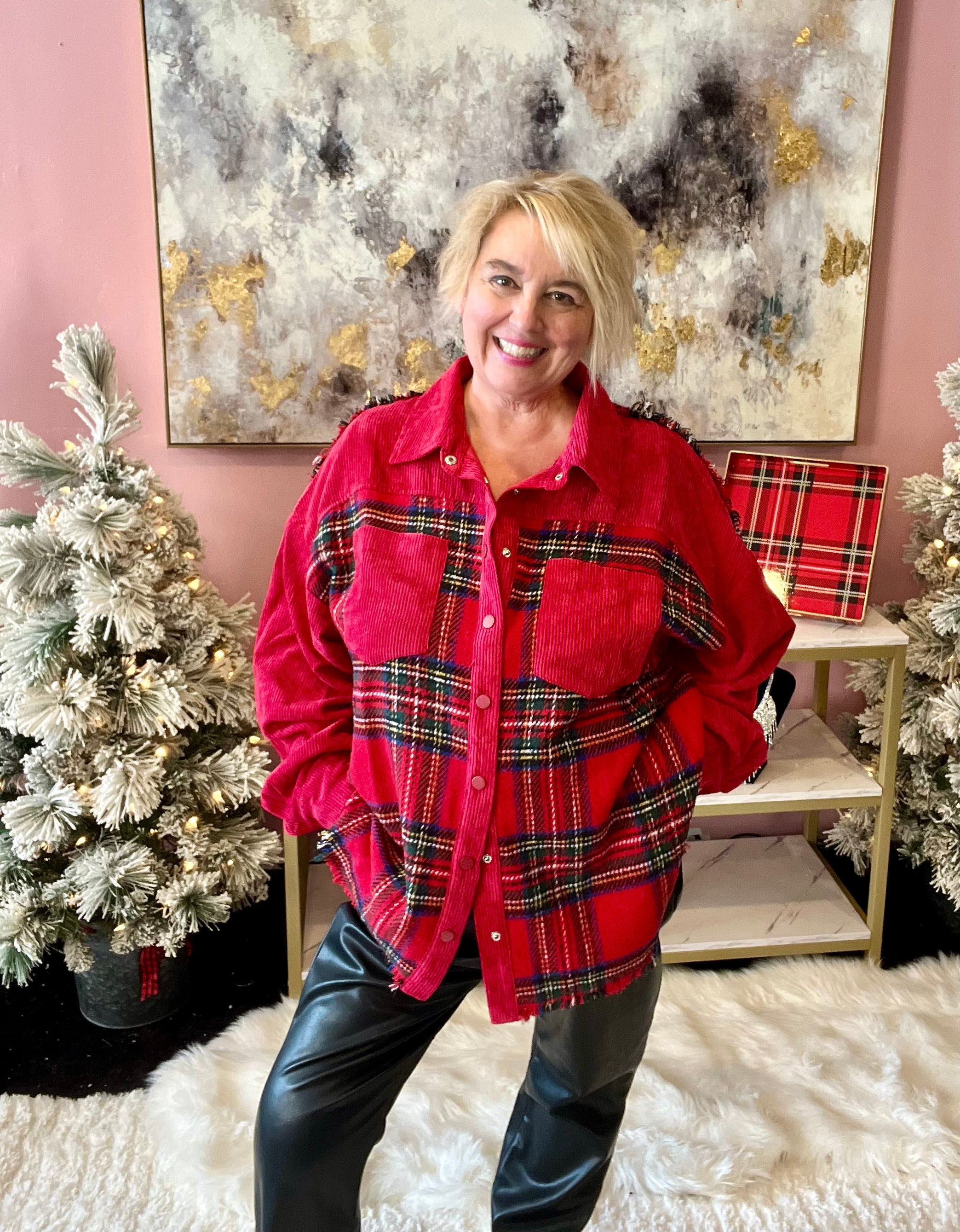 Tartan Cozy Corduroy Shacket