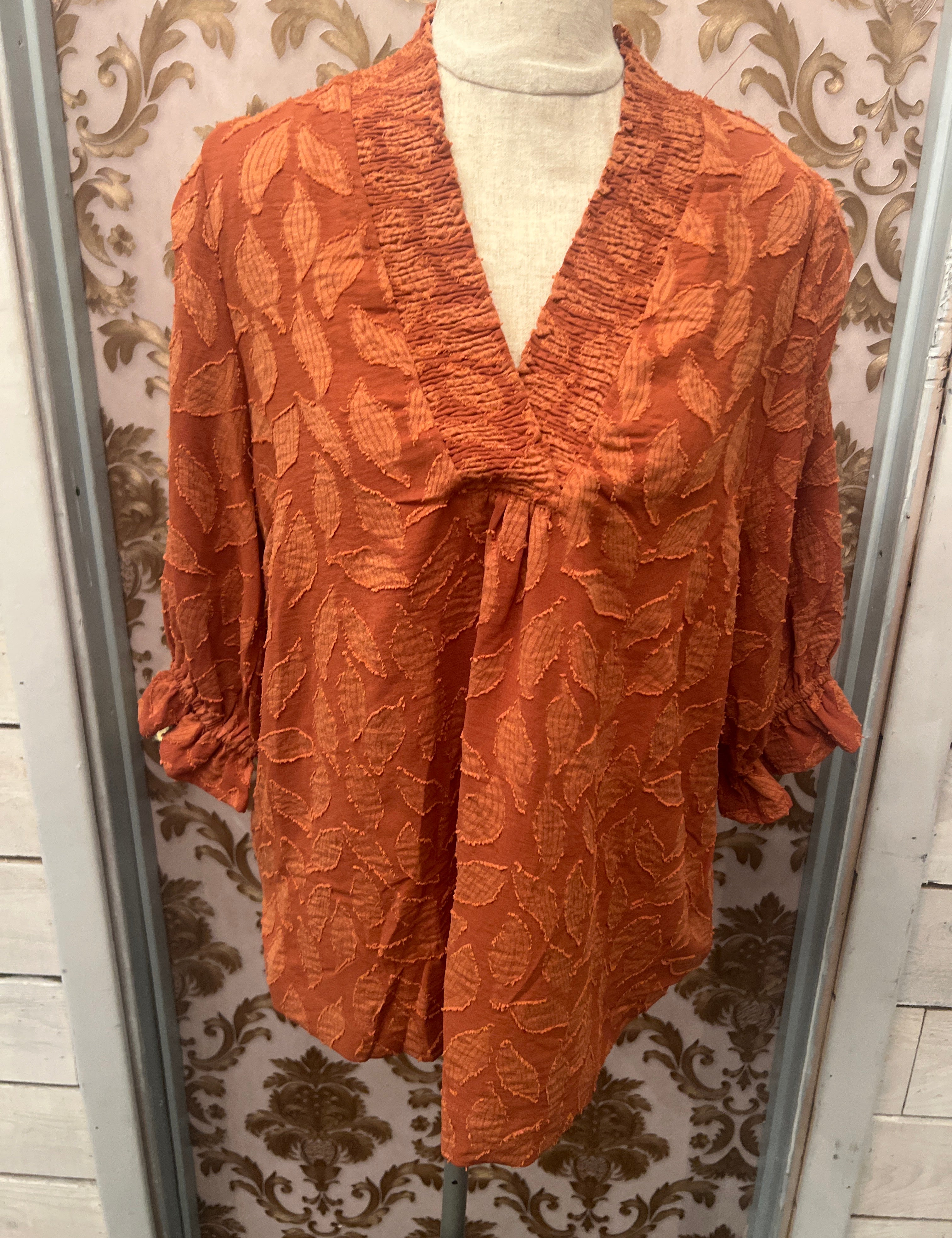 *Rustic Leaves Textured Top