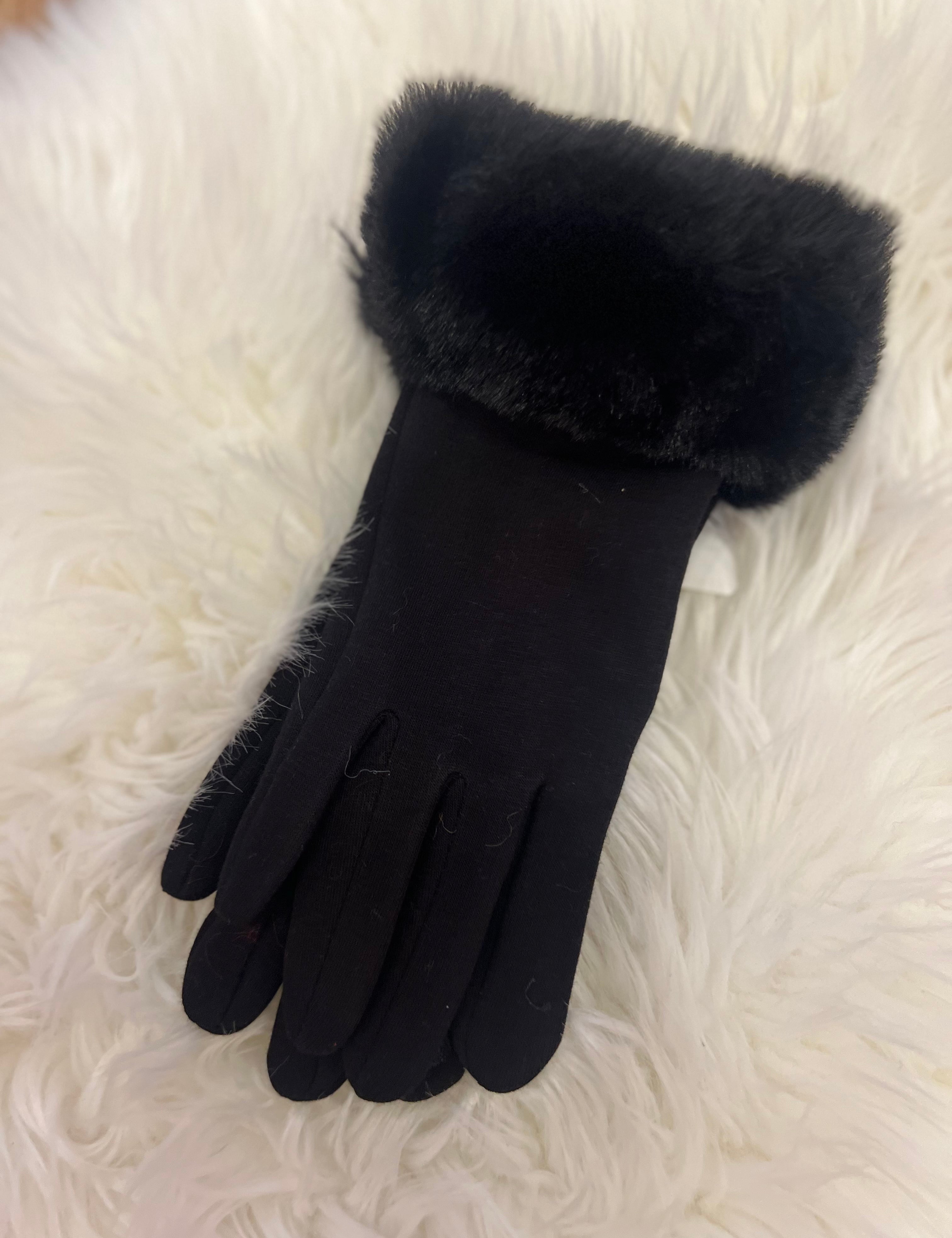 Fur Cuff Touchscreen Gloves