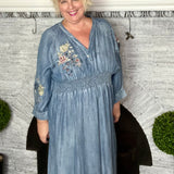 Samara Chambray Embroidered Dress