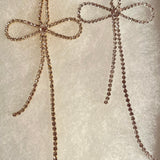 Rhinestone Bow Lariat Necklace