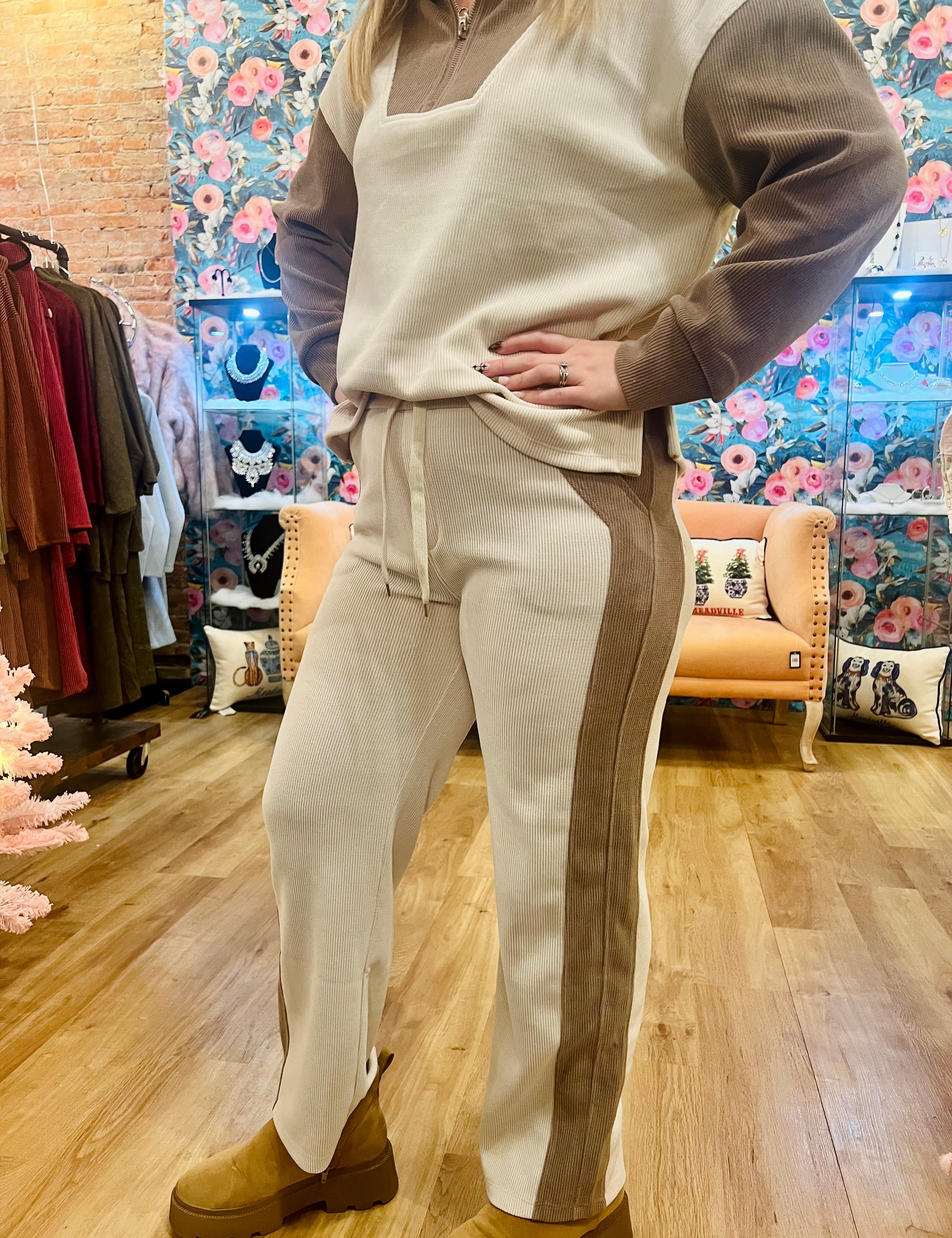 Colorblock Corduroy Pants