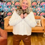 Wildly Lovin Faux Fur Leopard Collar Jacket