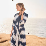 Joseph Ribkoff Stripe Print Fit & Flare Shirt Dress with Sash