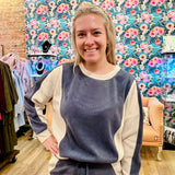 Relaxed Colorblock Corduroy Sweatshirt