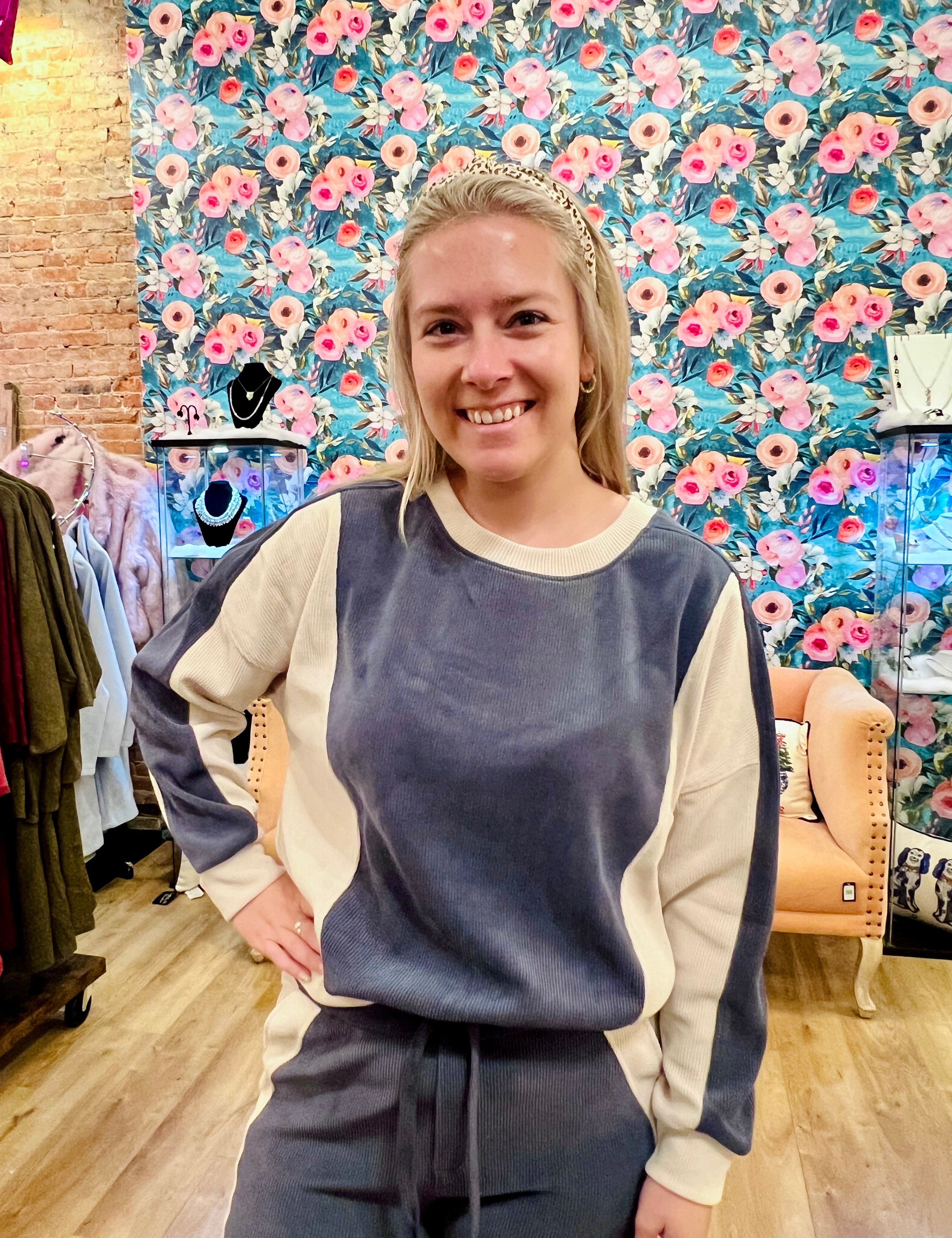 Relaxed Colorblock Corduroy Sweatshirt