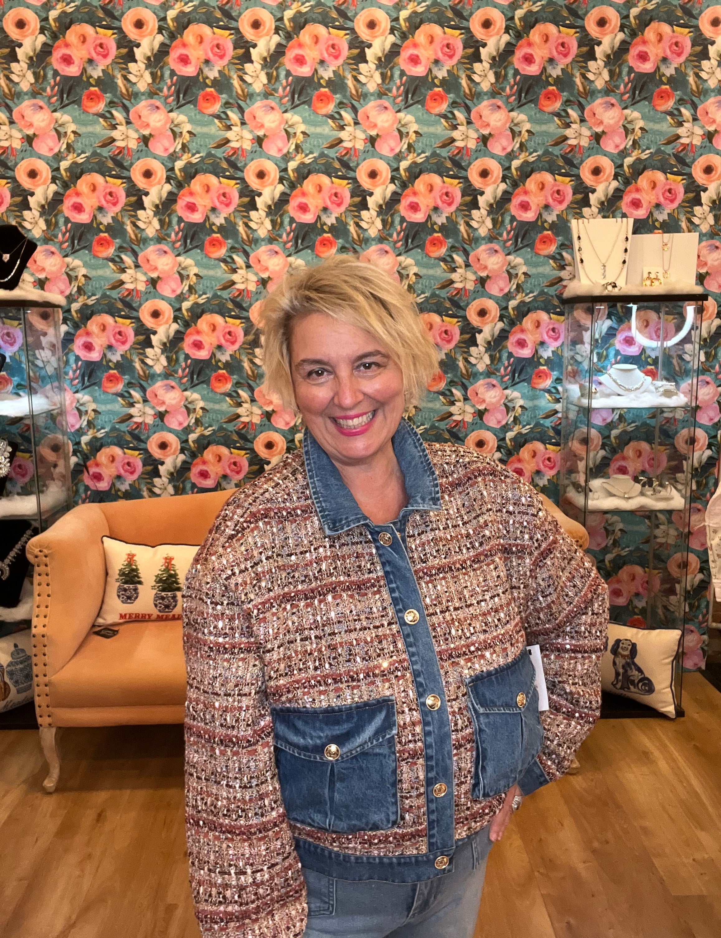 Tribal - Plum Mixed Media Jacket