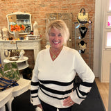 Charlie B - Wide Cuff Striped Sweater