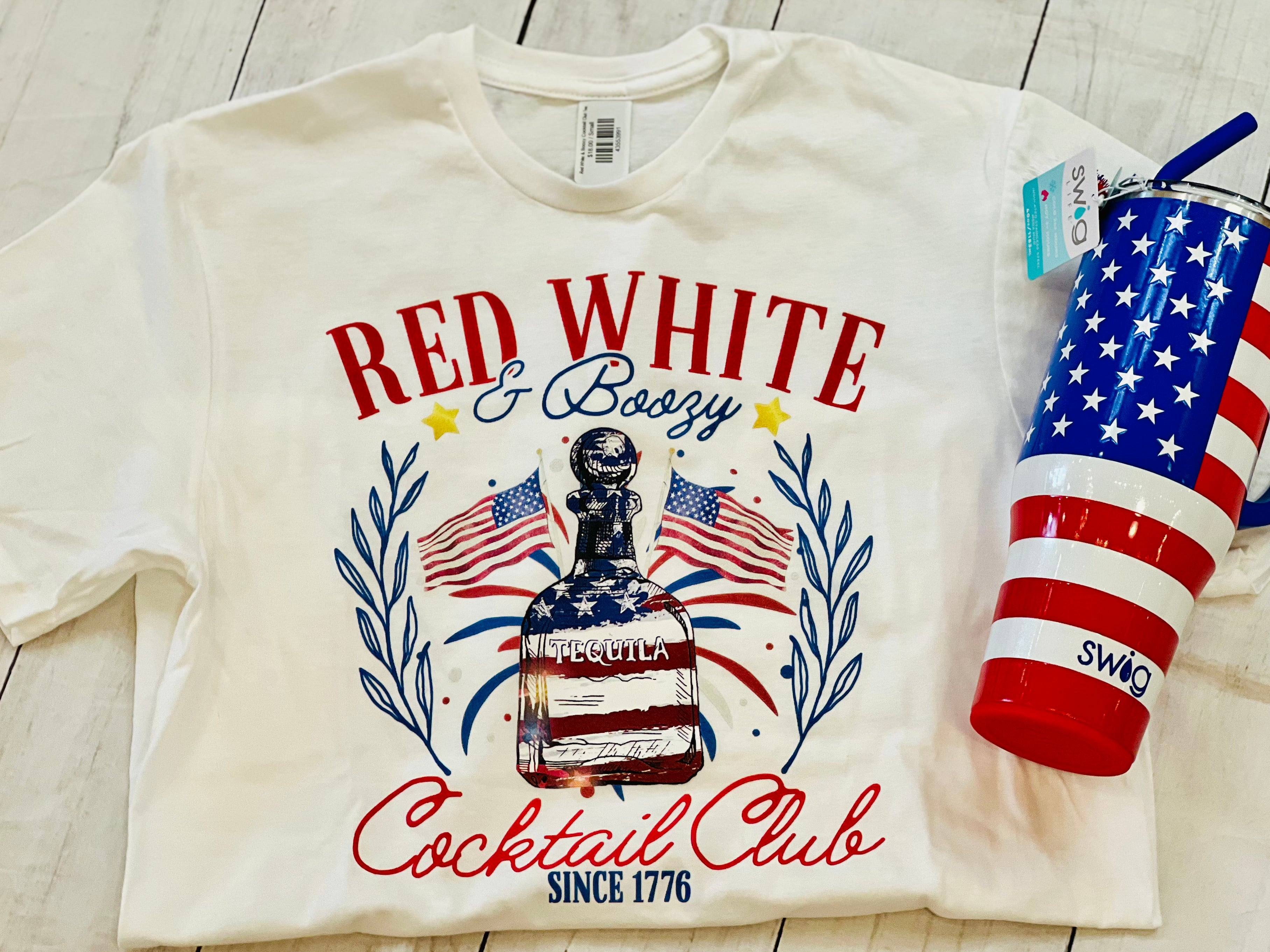 Red White & Boozy Cocktail Club Tee