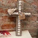 Beaded Wood Cross by Mudpie