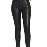 Black Leather Stretchy Skinny Jeans