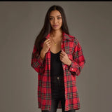 Red Tartan Plaid Boyfriend Flwnnel Shacket