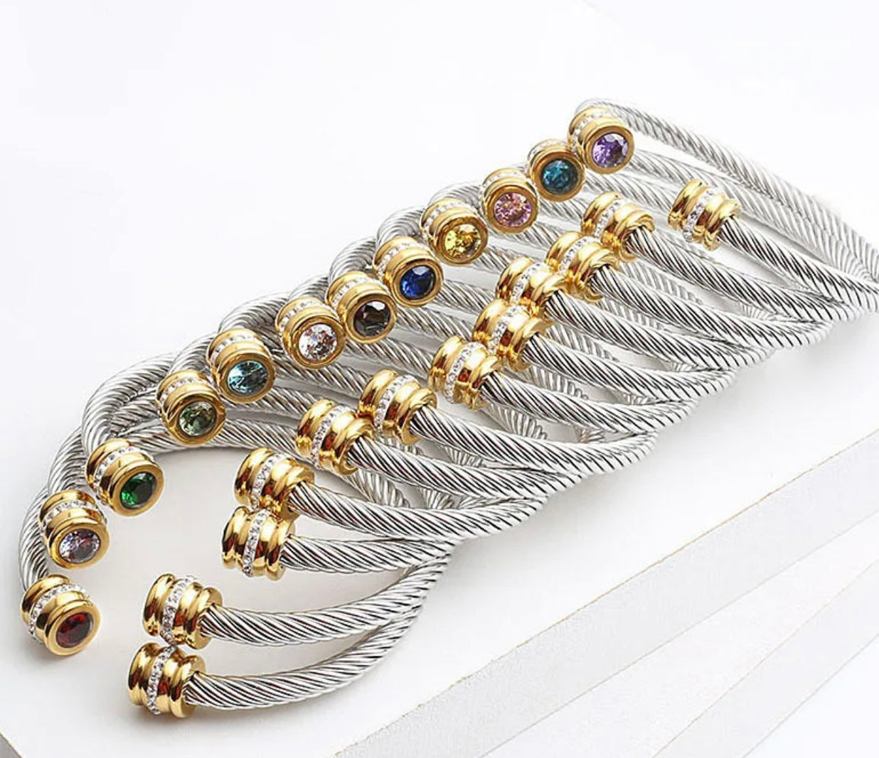 Colorful Birthstone Cable Wire Bracelet