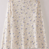 Rose Blue High Neck Fitted Sheer Mesh Top