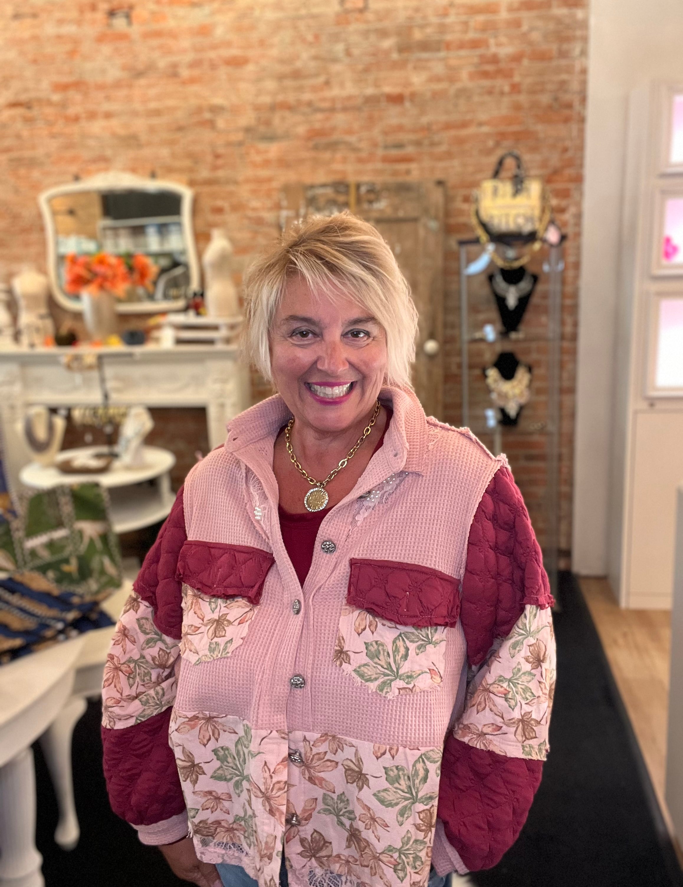 Quilted & embellished mixed media POL Jacket